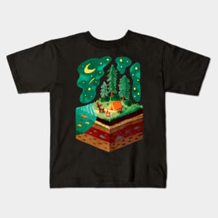 Camping in a Forest on a Starry Night Kids T-Shirt